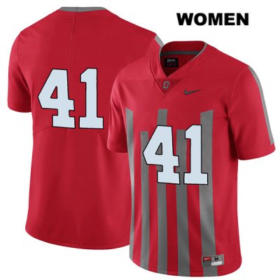 Women's NCAA Ohio State Buckeyes Hayden Jester #41 College Stitched Elite No Name Authentic Nike Red Football Jersey QU20M50FA